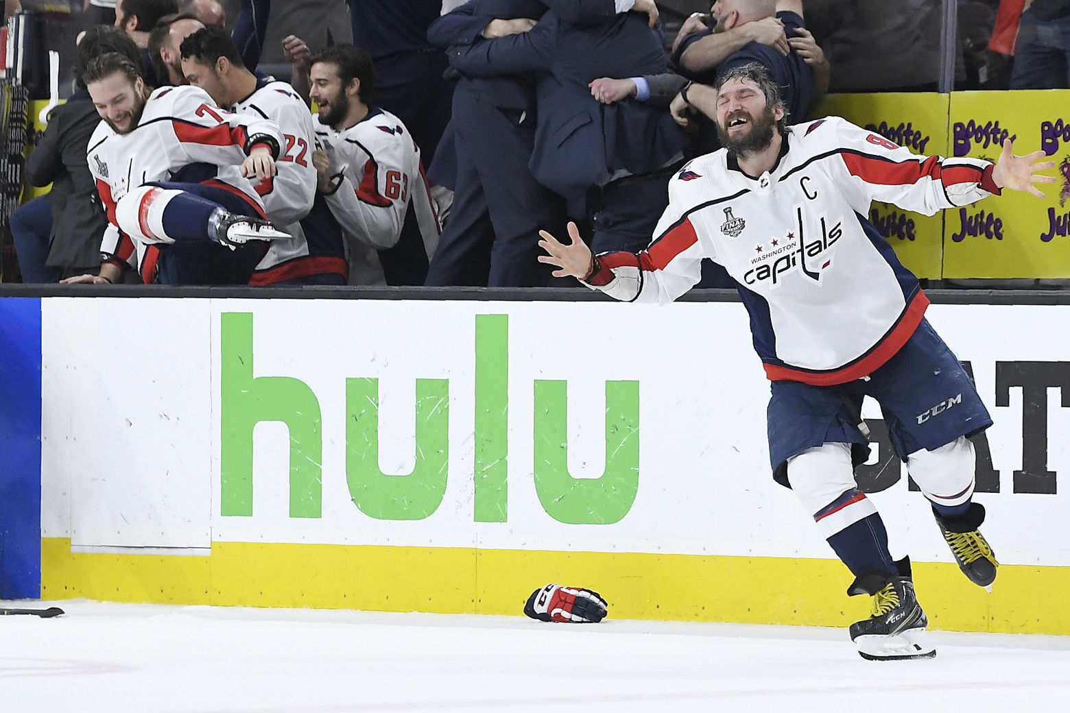 Washington Capitals left wing Alex Ovechkin, of Russia, celebrates as the Capitals defeated the Vegas Golden Knights in Game 5 of the NHL hockey Stanley Cup Finals to win the Stanley Cup Thursday, June 7, 2018, in Las Vegas. (AP Photo/Mark J. Terrill)