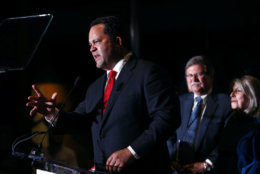 Maryland Democratic gubernatorial candidate Ben Jealous addresses supporters at an election night party, Tuesday, June 26, 2018, in Baltimore. Jealous won the Democratic nomination for governor in Maryland, setting up a battle against popular incumbent Republican Gov. Larry Hogan in the fall. (AP Photo/Patrick Semansky)