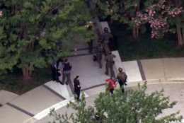 Footage from the NBC Washington news chopper over the scene of a shooting at the Capital Gazette communications building, 888 Bestgate Road, in Annapolis, Md. (NBC Washington)