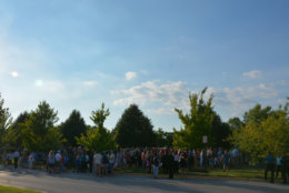 People gather Friday night at a prayer vigil for victims murdered in a shooting at the Capital Gazette in Annapolis, Maryland. The vigil was organized by local clergy and held at the Westfield Annapolis Mall. (Courtesy/Bethany Swain)