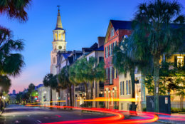 Charleston, South Carolina, USA cityscape at  St. Michael's Episcopal Church.