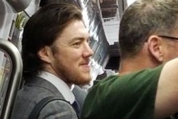 In this photo, TJ Oshie smiles while on a metro car headed to the Capital One Arena Saturday June 2. (Courtesy Dana Ziegler)