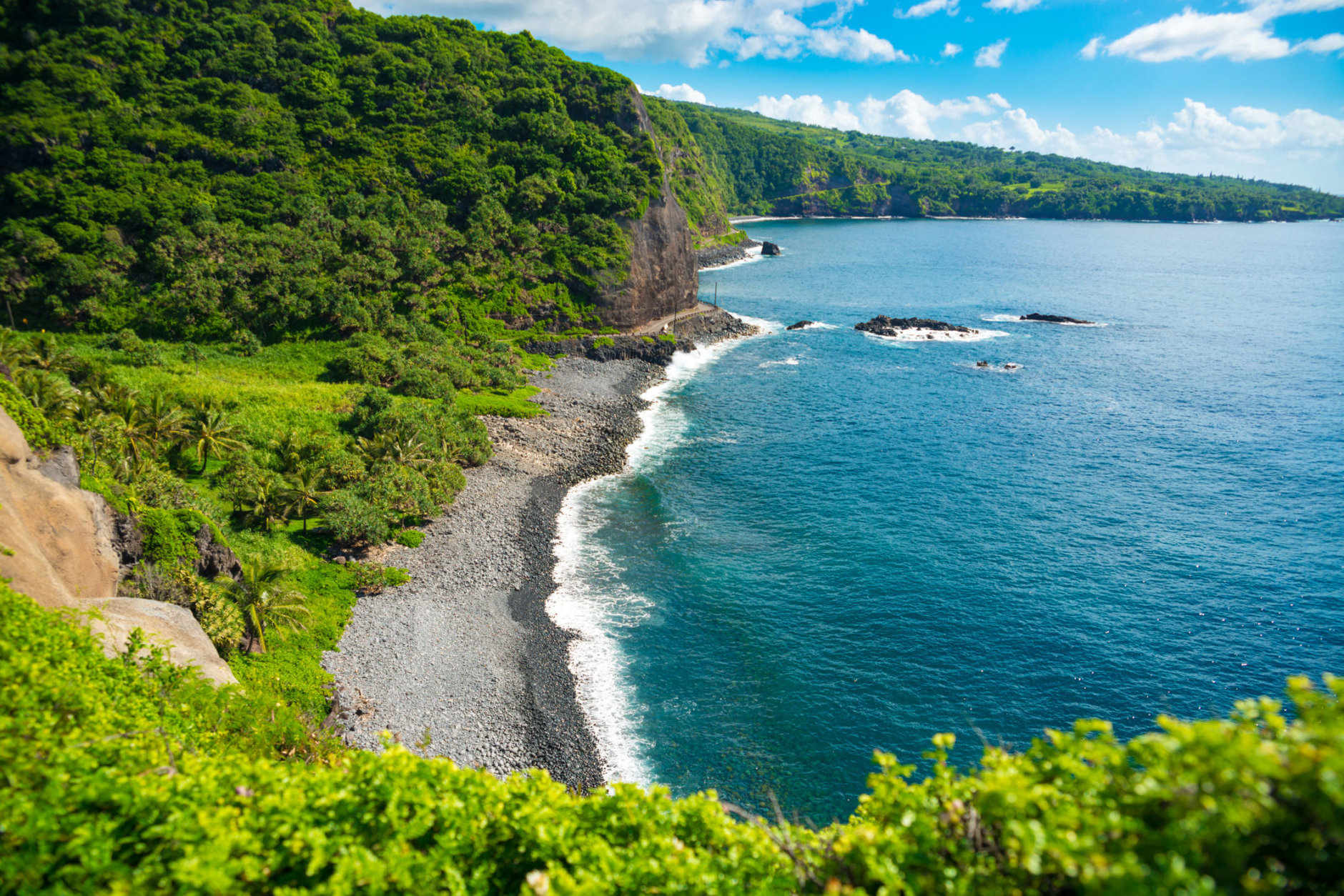 Beautiful rocky beach on the island of Maui, Hawaii, USA