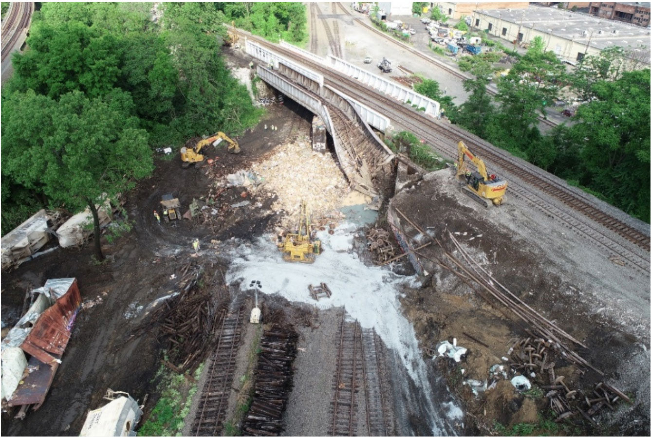 The bridge from which freight cars fell in Alexandria, Virginia, May 19. (Courtesy NTSB)