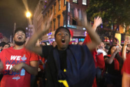 Caps' fans react to the team's big win in Game 3 of the Stanley Cup Final. (WTOP/Dick Uliano)