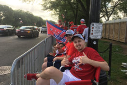 With hours still to go before the parade officially starts, Caps' fans are already lining the parade route along Constitution Avenue. (WTOP/Mike Murillo)