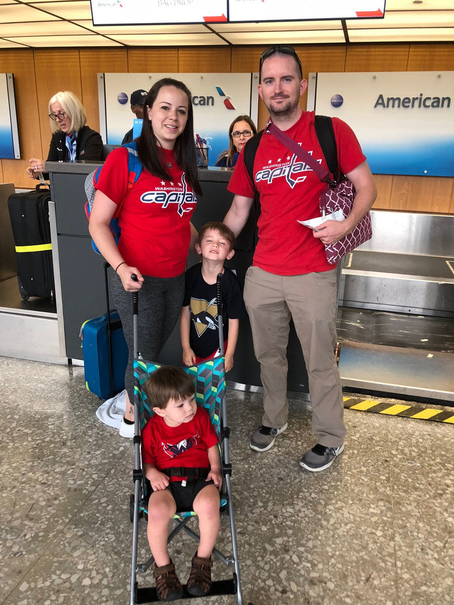 Here are some Caps fans at Reagan National Airport and Dulles International Airport. (Courtesy Christina Saull)