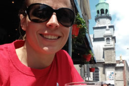 Carla Bock writes: "Engrave the Cup in #ALLCAPS! Rocking the red in Montreal." (Courtesy Carla Bock)