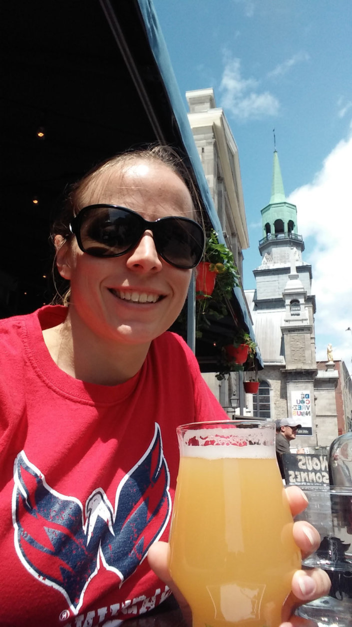 Carla Bock writes: "Engrave the Cup in #ALLCAPS! Rocking the red in Montreal." (Courtesy Carla Bock)