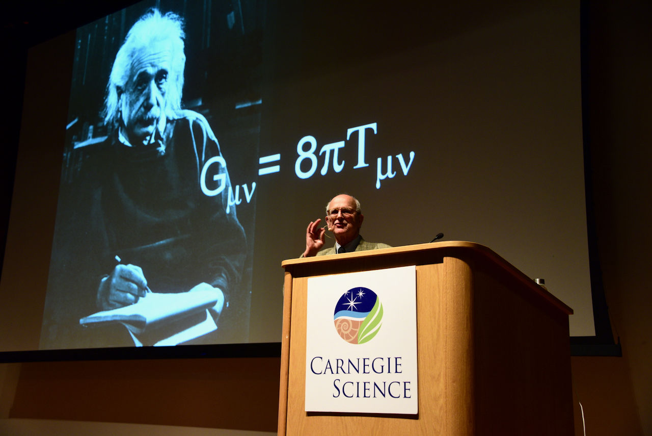 Dr. Rainer Weiss, MIT explains Albert Einstein's theory of relativity in Washington, D.C. (Courtesy Greg Redfern)