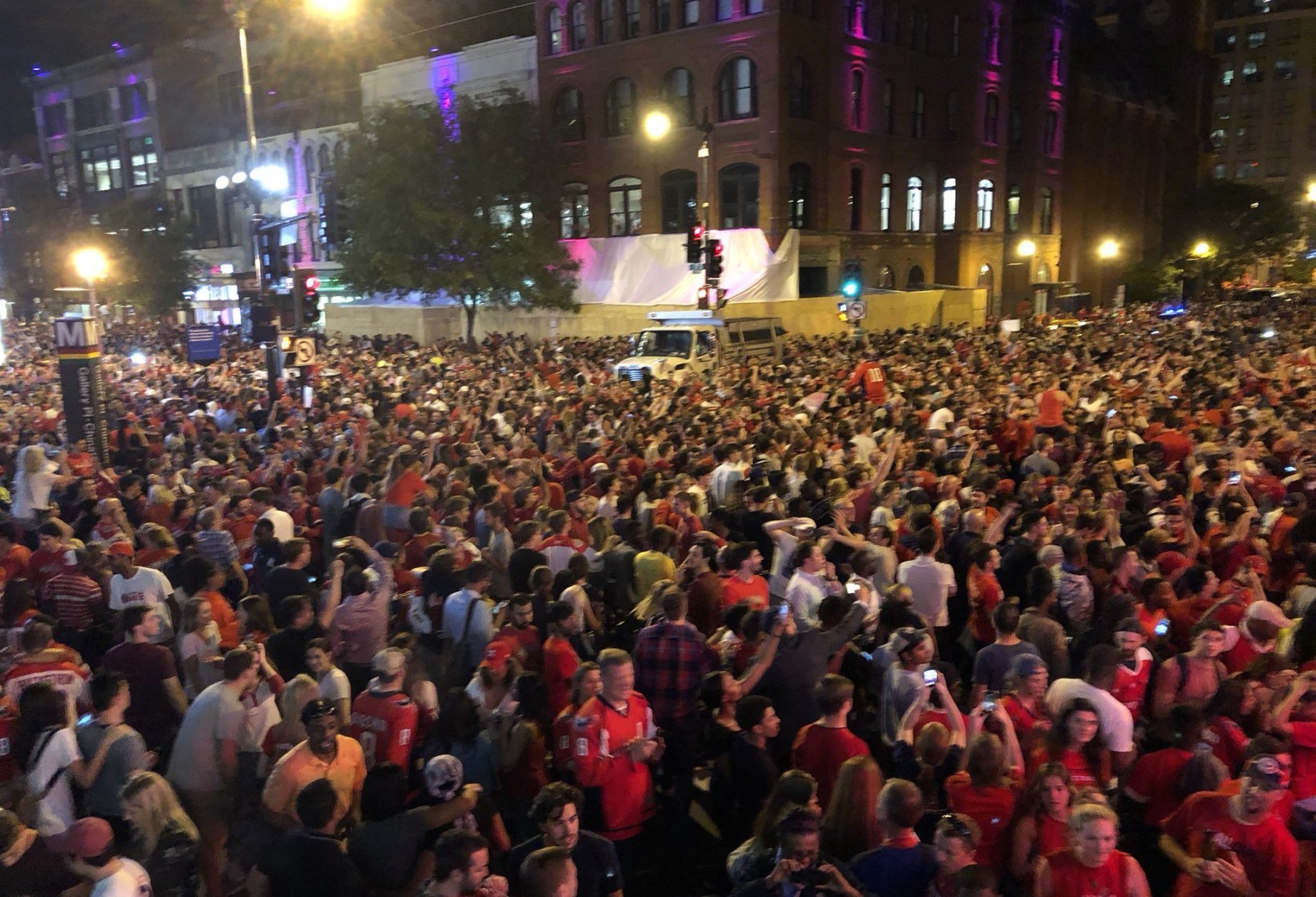 Even those who can't get inside to see history firsthand Wednesday night will still be able to celebrate outside during an outdoor viewing party at G and Seventh streets Northwest. (WTOP/Dave Dildine, file)