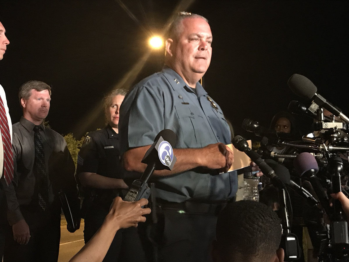"We have a responsibility to these victims. We are deeply saddened by what happened today," Acting Anne Arundel County Police Chief William Krampf said Thursday, June 28, 2018, in Annapolis, Maryland. (WTOP/Michelle Basch)