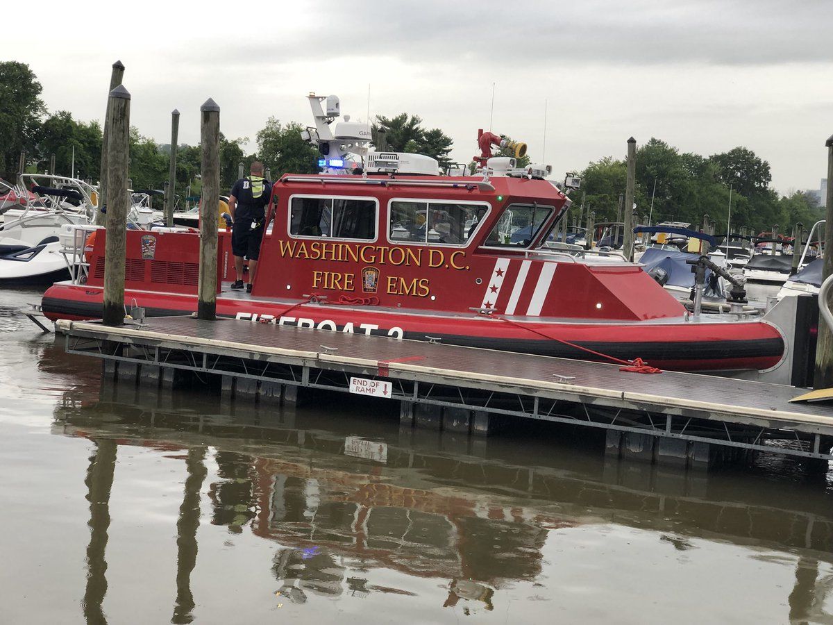D.C. Fire and EMS fireboats responded to the scene of the water rescue in the Columbia Island Marina. (Courtesy D.C. Fire and EMS) 