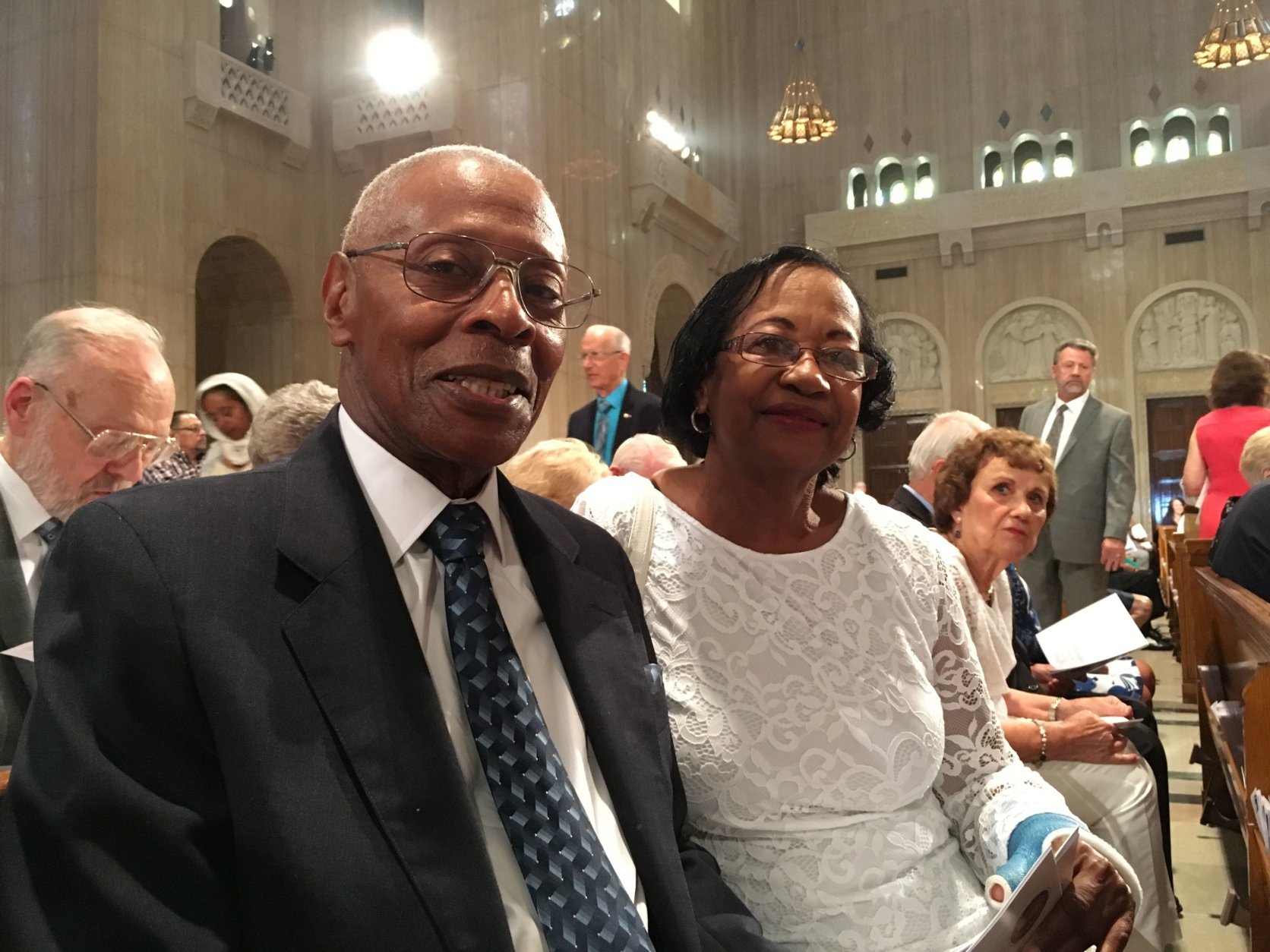 A special mass at the Basilica of the National Shrine of the Immaculate Conception honored couples throughout the Archdiocese of Washington, most who have been married a range of years— from at least 25 years, up to 75 years of marriage. (WTOP/Liz Anderson)