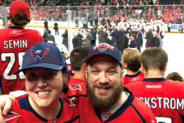 Caps fans Tiffany Diehl and Jason Crown are in Las Vegas, reveling at the scene of the victory. (Courtesy Tiffany Diehl)