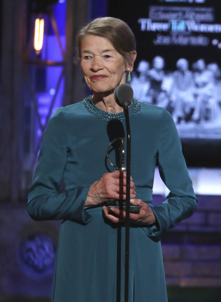 Glenda Jackson accepts the award for leading actress in a play for "Edward Albee's Three Tall Women" at the 72nd annual Tony Awards at Radio City Music Hall on Sunday, June 10, 2018, in New York. (Photo by Michael Zorn/Invision/AP)