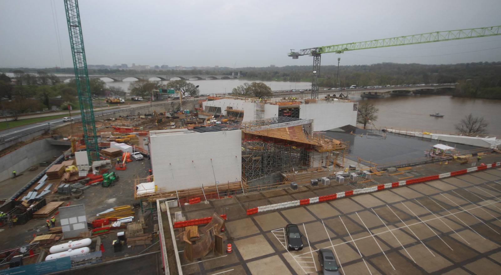 A look at the progress made on the construction of the Kennedy Center's expansion project on April 19, 2018. (Courtesy the Kennedy Center)