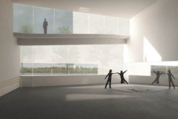 The Kennedy Center said transparent glass walls will connect pavilion visitors directly with the environment, and invite passersby to participate in the artistic process. (Courtesy Steven Holl Architects via the Kennedy Center)