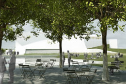 The Kennedy Center said the landscape is designed to welcomes the community to enjoy sculpture and interactive art, meticulously planned gardens, casual seating areas, and reflecting ponds. (Courtesy Steven Holl Architects via the Kennedy Center)