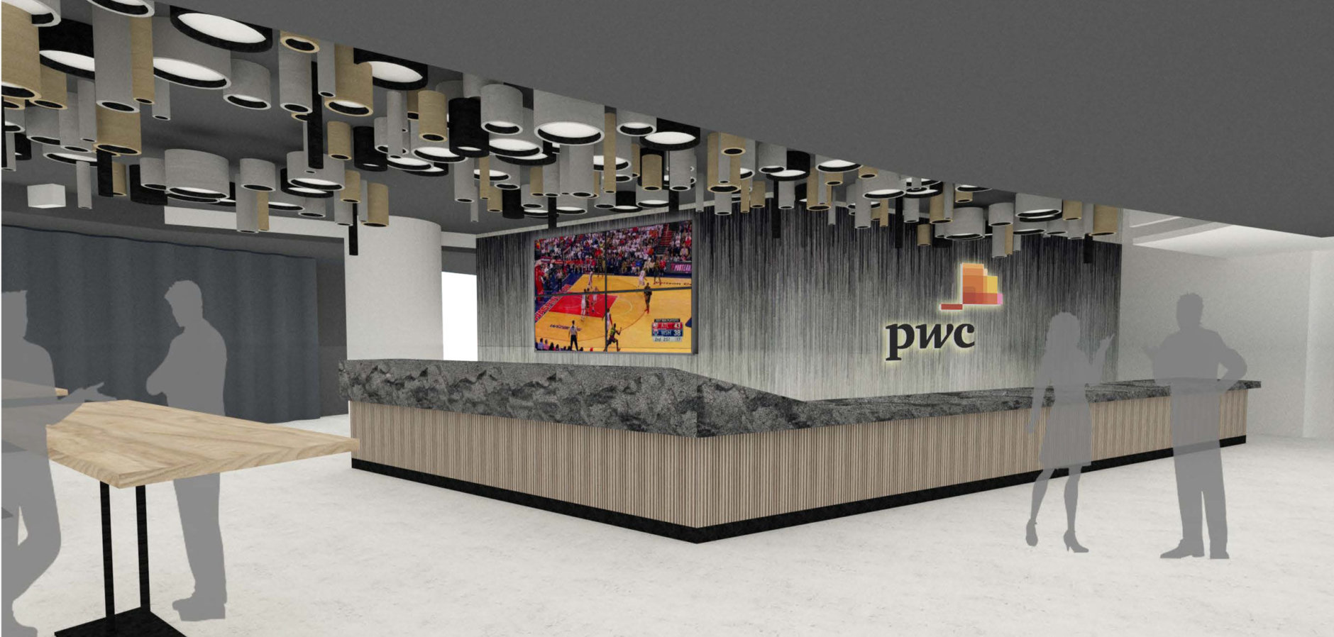 The top-to-bottom renovation of the PwC Club will debut at the start of the 2018-2019 Capitals' and Wizards' seasons. (Courtesy Monumental Sports &amp; Entertainment)