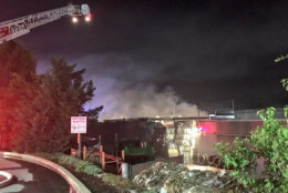 Crews from every fire station in Montgomery County responded to the fire and firefighters worked overnight to put out the blaze. (Courtesy Pete Piringer via Twitter)
