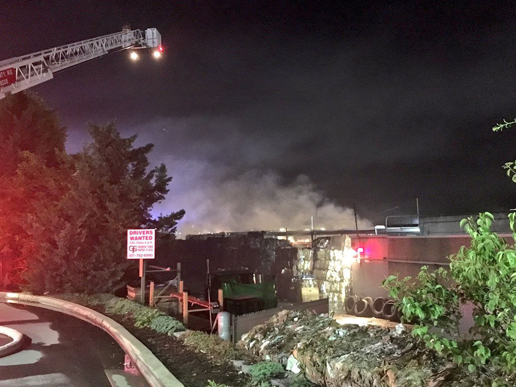 Crews from every fire station in Montgomery County responded to the fire and firefighters worked overnight to put out the blaze. (Courtesy Pete Piringer via Twitter)