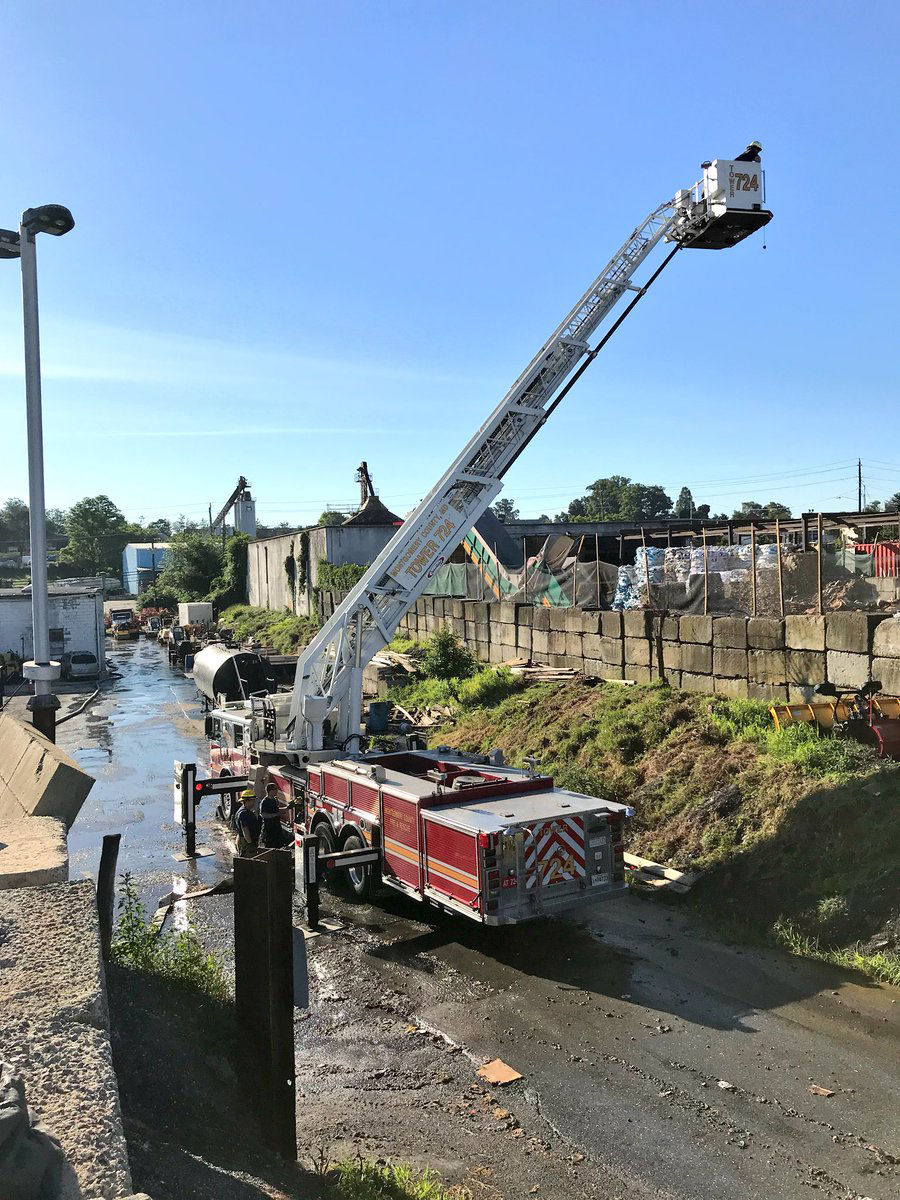 As of Saturday morning, crews were still on the scene working to completely put out the fire with others ready to assist if needed. (Courtesy Pete Piringer via Twitter)