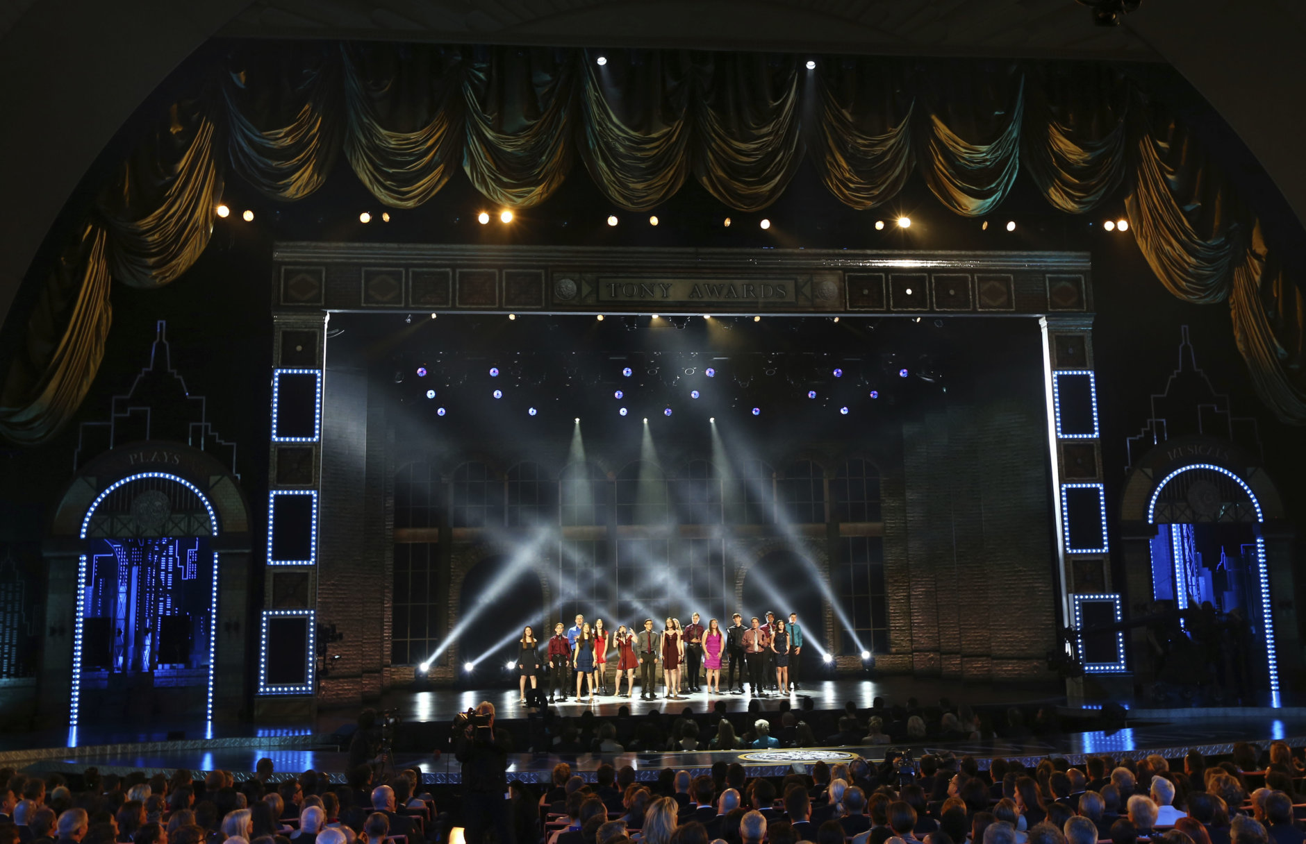 The Marjory Stoneman Douglas High School drama department perform "Seasons of Love" at the 72nd annual Tony Awards at Radio City Music Hall on Sunday, June 10, 2018, in New York. (Photo by Michael Zorn/Invision/AP)
