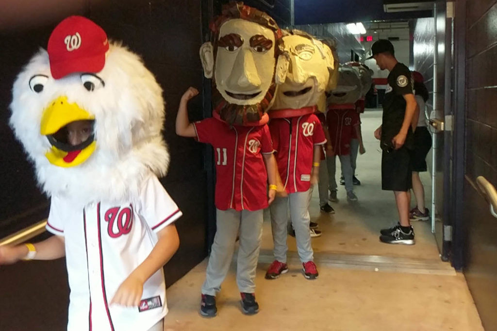 The Little Presidents at Nationals Park on June 9. (Courtesy ARLNow/Catherine Ladd)
