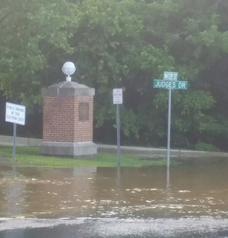 In Upper Marlboro, Maryland, Water Street is closed due to flooding between Maryland Route 4 and Judges Drive. (Courtesy Town of Upper Marlboro via Twitter)