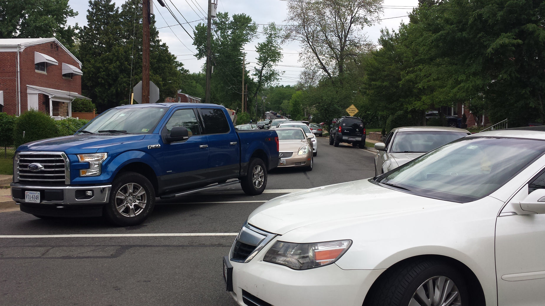 Traffic backed up on East Taylor Run Parkway in Alexandria