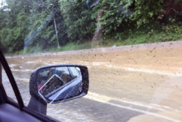 One woman sent in this image of the Capital Beltway's outer loop near Exit 19. The entire right lane was flooded. (Courtesy @Brindisi via Twitter) 