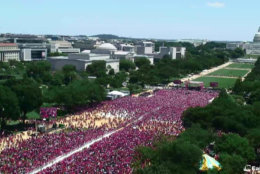 The National Mall saw a burst of red with Caps fans gathered for Tuesday's rally. (Screenshot via EarthCam)