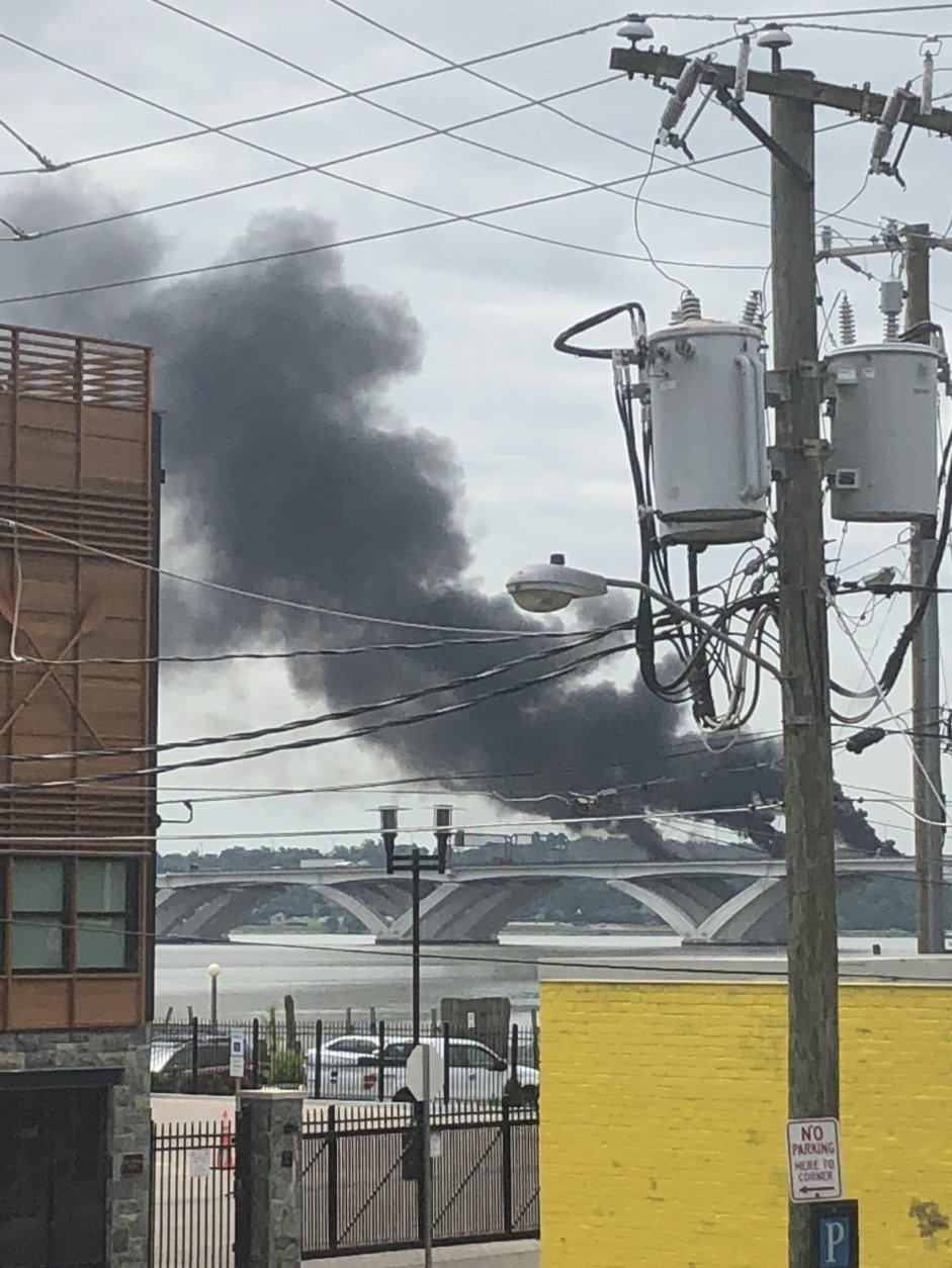Heavy smoke rises from the accident site Wednesday morning.(Courtesy Shannon Bishop-Green via Twitter)