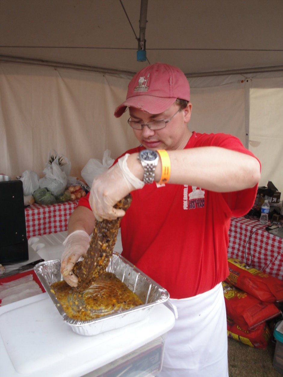 Heath Hall's team from Alexandria's Pork Barrel Barbecue is known for its sauces. (Courtesy Pork Barrel Barbecue)