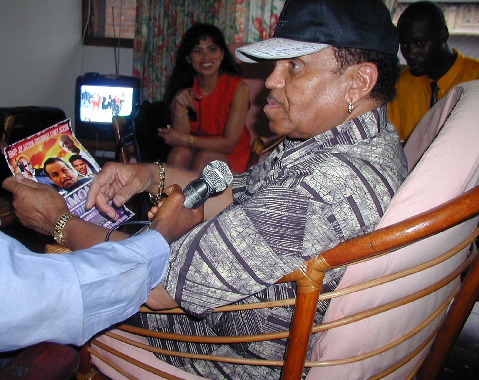 Joe Jackson, father of American pop icon Michael Jackson, visits Kinshasa on Tuesday, April 9, 2002. Jackson recently made his acting debut in a movie about the diamond trade in the war-ravaged country and said he hoped to find sites in Congo to make more movies. (AP Photo/Blaise Musau)