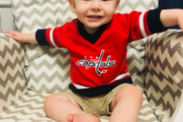 One-year-old Brendan Stanley is rocking the red for the Capitals. (Photo by Michele Stanley)