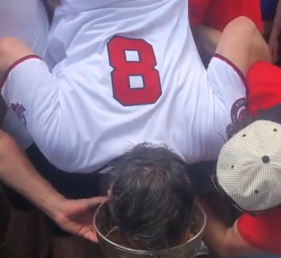 WATCH: Alex Ovechkin does a keg stand out of the Stanley Cup at