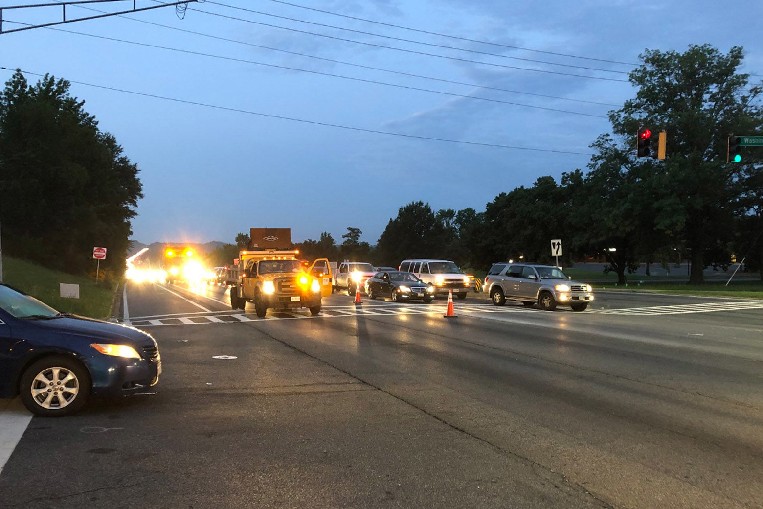 A single-vehicle crash in Prince George's County, Maryland, Thursday morning sent two children flying from an SUV, the police said. (WTOP/Nick Iannelli)