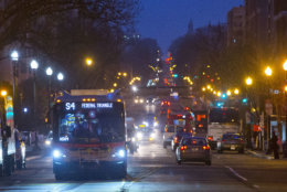 A Metrobus makes its way down 16th Street in downtown D.C., Wednesday, March 16, 2016. (AP Photo/Pablo Martinez Monsivais)