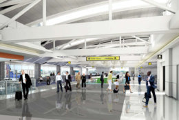 Renderings of the proposed expansion at BWI Marshall's Concourse A. The work will accommodate Southwest Airlines' expansion and allow for the construction of a new baggage-handling system. (Courtesy BWI Marshall Airport)