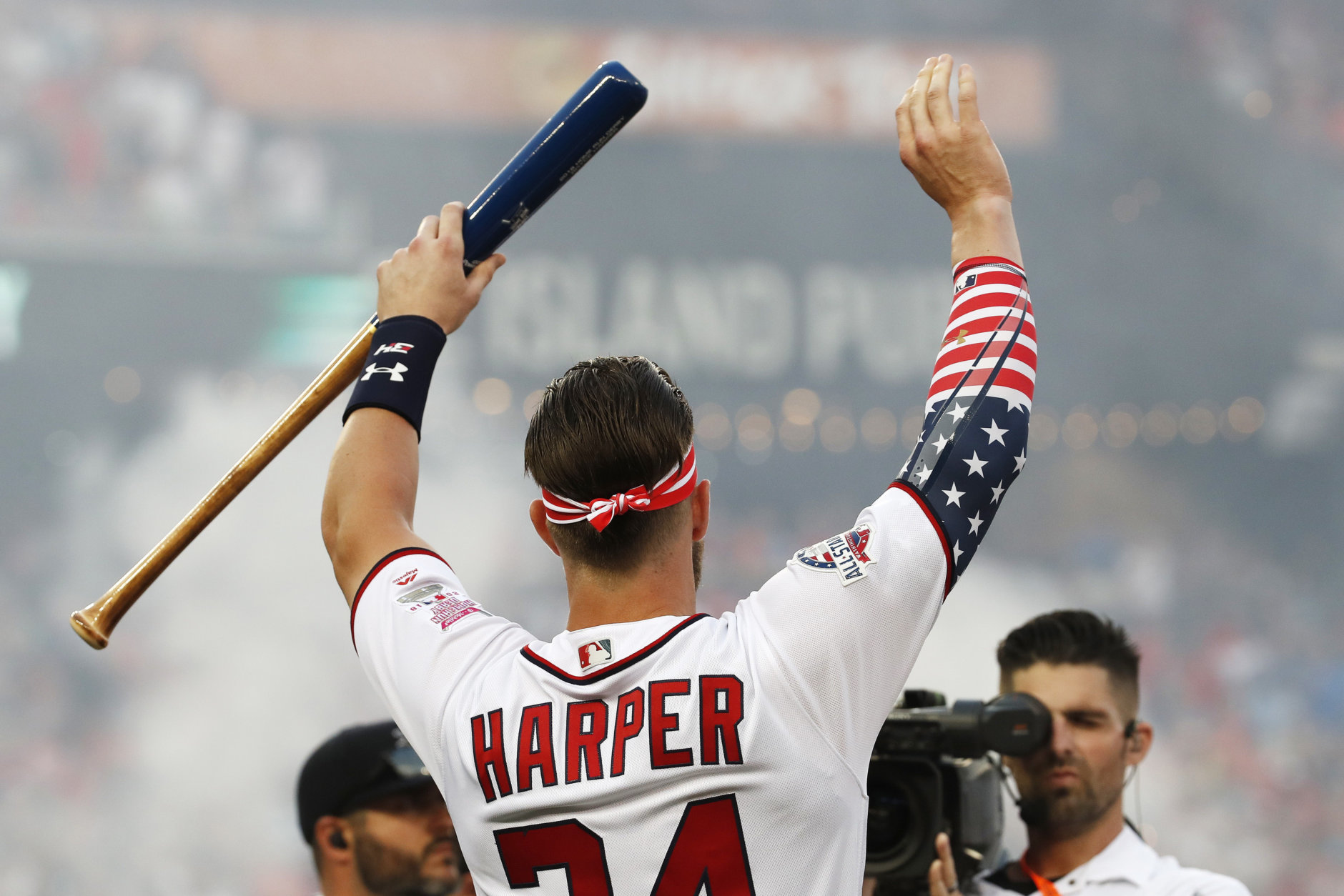 The jersey of Washington Nationals' Bryce Harper is signed on the