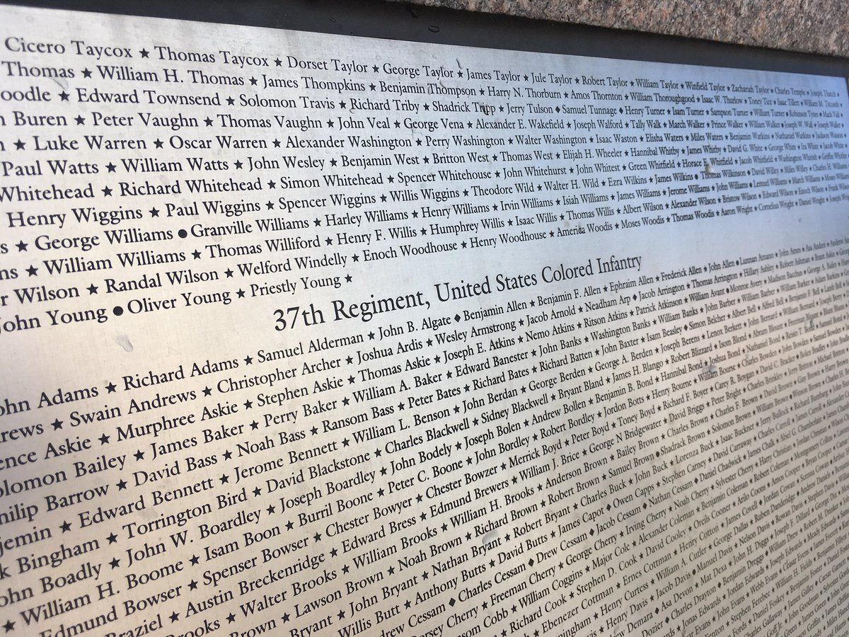 The memorial's panels contain the names of the 209,145 members of the United States Colored Troops - the name for the regiments that had black soldiers during the Civil War. (WTOP/Liz Anderson)