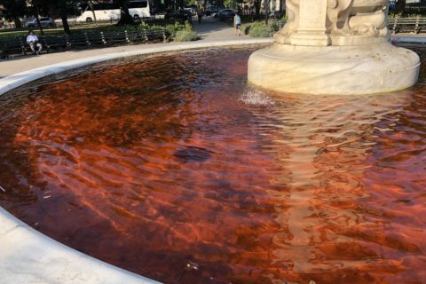 Water in Dupont Circle fountain turns red