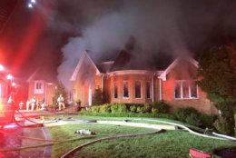 Howard County Fire and EMS said that at 4 a.m. crews were still fighting the fire from outside the house in what the department called a "defensive strategy." (Courtesy Howard County Fire and EMS via Twitter)