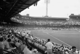 Griffith Stadium is packed with fans on hand for the 23rd All-Star major league baseball game in Washington, July 10, 1956. This view is from the right field corner of the lower deck shortly before game time. (AP Photo)