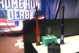 The virtual reality Home Run Derby VR experience offers fans a chance to not only get in on the action, but possibly win tickets to the game. (WTOP/Noah Frank)