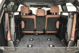 The Land Cruiser has compromised rear cargo area as the rear seats fold up and fold against the rear windows instead of fold into the floor. Wider items can be hard to load which can be a drawback. (WTOP/Mike Parris)