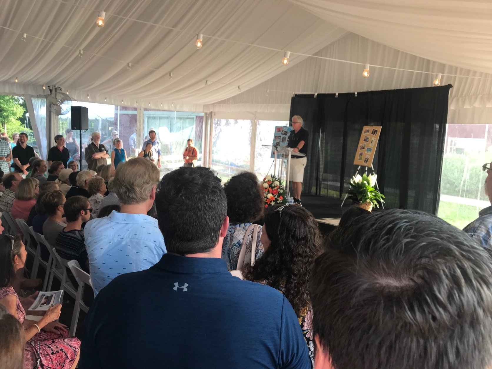 Rob Hiaasen, one of five Capital Gazette staff members killed in last week's newsroom shooting in Annapolis, Maryland, was remembered Monday night by family and friends in a Celebration of Life service. (WTOP/Dick Uliano)