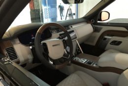 The interior of the Range Rover SV Coupe is very impressive and extremely luxurious, with a modern look but it has that coach-built feel with leather everywhere. (WTOP/Mike Parris) 